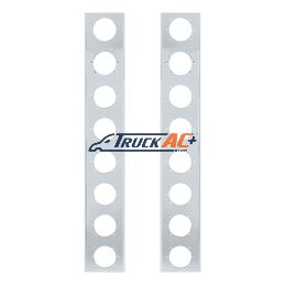 Peterbilt Stainless Front Air Cleaner Bracket Only - 16 Light Cutouts (Pair) - United Pacific 30072