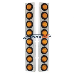 Stainless Front Air Cleaner Bracket With 16X 2" Flat Lights & Grommets For Peterbilt - United Pacific 30073