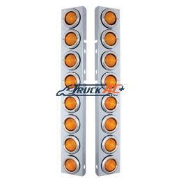 Front Air Cleaner Kit With Sixteen 2" Incandescent Flat Lights & Bezel For Peterbilt - Amber Lens - United Pacific 30074