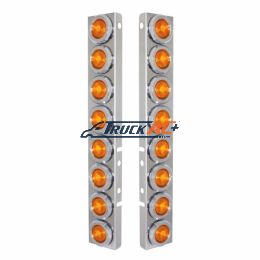 Stainless Front Air Cleaner Bracket With 16X 2" Flat Lights & Bezels For Peterbilt - United Pacific 30776