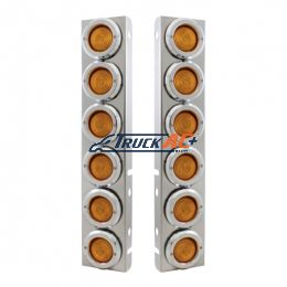 Stainless Front Air Cleaner Bracket With 12X 2" Flat Lights & Bezels For Peterbilt - United Pacific 30778