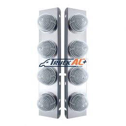 SS Front Air Cleaner Bracket W/8X 17 LED Beehive Lights & SS Bezels For Peterbilt -Amber LED/Clear Lens (Pair) - United Pacific 31977