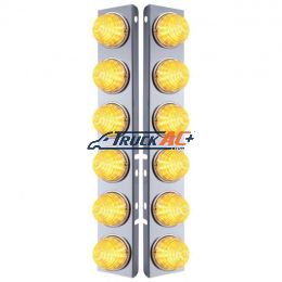 SS Front Air Cleaner Bracket W/12X 17 LED Beehive Lights & SS Bezels For Peterbilt-Amber LED/Clear Lens (Pair) - United Pacific 31981
