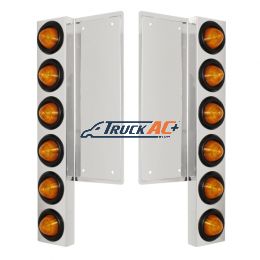 FL SS Front Air Cleaner Bracket W/12X 9 LED 2" Beehive Lights -Amber LED & Lens (Pair) - United Pacific 33056