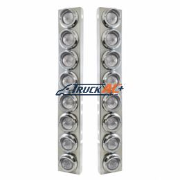 SS Front Air Cleaner Bracket With 16X 9 LED 2" Beehive Lights & Visors For Peterbilt-Amber LED/Clear Lens - United Pacific 33607