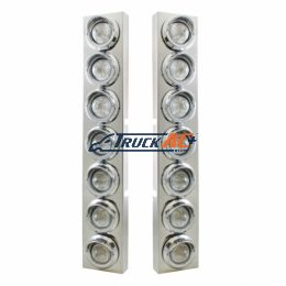 SS Front Air Cleaner Brkt With 14X 9 Amber LED 2" Beehive Lights & Visors For KW Trucks -Clear Lens - United Pacific 33631