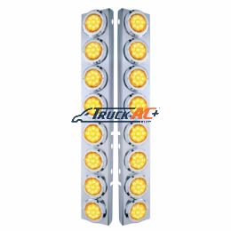 SS Front Air Cleaner Bracket With 16X 9 LED 2" Reflector Lights & Bezels For Peterbilt-Amber LED & Lens - United Pacific 33702