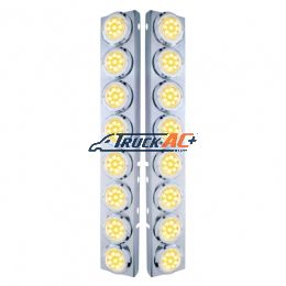 SS Front Air Cleaner Bracket With 16X 9 LED 2" Reflector Lights & Bezels For Peterbilt-Amber LED/Clear Lens - United Pacific 33703