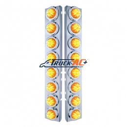 SS Front Air Cleaner Bracket With 16X 9 LED 2" Beehive Lights & Bezels For Peterbilt-Amber LED & Lens - United Pacific 33706