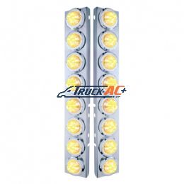 SS Front Air Cleaner Bracket With 16X 9 LED 2" Beehive Lights & Bezels For Peterbilt-Amber LED/Clear Lens - United Pacific 33707