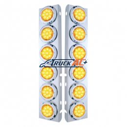 SS Front Air Cleaner Bracket With 12X 9 LED 2" Reflector Lights & Bezels For Peterbilt-Amber LED & Lens - United Pacific 33710