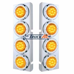SS Front Air Cleaner Bracket With 8X 9 LED 2" Lights & Bezels For Peterbilt-Amber LED & Lens - United Pacific 33716