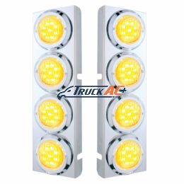 SS Front Air Cleaner Bracket With 8X 9 LED 2" Lights & Bezels For Peterbilt-Amber LED/Clear Lens - United Pacific 33717