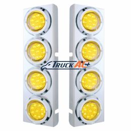 SS Front Air Cleaner Bracket With 8X 9 LED 2" Reflector Lights & Bezels For Peterbilt -Amber LED & Lens - United Pacific 33718