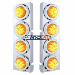 SS Front Air Cleaner Bracket With 8X 9 LED 2" Beehive Lights & Bezels For Peterbilt-Amber LED & Lens - United Pacific 33722