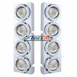SS Front Air Cleaner Bracket With 8X 9 LED 2" Beehive Lights & Bezels For Peterbilt-Amber LED/Clear Lens - United Pacific 33723