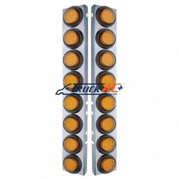 SS Front Air Cleaner Bracket With 16X 9 LED 2" Lights For Peterbilt-Amber LED & Lens - United Pacific 33800