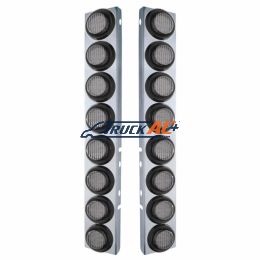 SS Front Air Cleaner Bracket With 16X 9 LED 2" Lights For Peterbilt-Amber LED/Clear Lens - United Pacific 33801