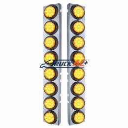 SS Front Air Cleaner Bracket With 16X 9 LED 2" Reflector Lights For Peterbilt-Amber LED & Lens - United Pacific 33802