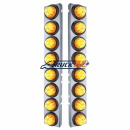 SS Front Air Cleaner Bracket With 16X 9 LED 2" Beehive Lights For Peterbilt-Amber LED & Lens - United Pacific 33806