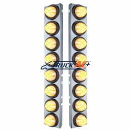 SS Front Air Cleaner Bracket With 16X 9 LED 2" Beehive Lights For Peterbilt -Amber LED/Clear Lens - United Pacific 33807