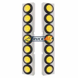 SS Front Air Cleaner Bracket With 14X 9 Amber LED 2" Reflector Lights For KW Trucks -Clear Lens - United Pacific 33827