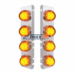 SS Front Air Cleaner Bracket With 8X 9 Amber LED Watermelon GloLight For PB Trucks -Amber Lens - United Pacific 34434
