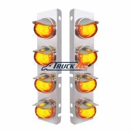 SS Front Air Cleaner Bracket With 8X 9 Amber LED Watermelon GloLight & Visors For Peterbilt-Amber Lens - United Pacific 34436