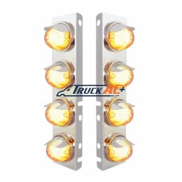SS Front Air Cleaner Bracket With 8X 9 Amber LED Watermelon GloLight & Visors For Peterbilt-Clear Lens - United Pacific 34437