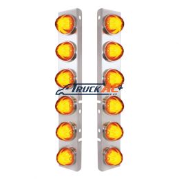 SS Front Air Cleaner Bracket With 12X 9 Amber LED Dual Function Watermelon GloLight For Peterbilt-Amber Lens - United Pacific 34438