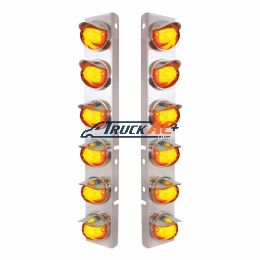 SS Front Air Cleaner Brkt With 12X 9 Amber Hi/Lo LED Watermelon GloLight & Visors For Peterbilt-Amber Lens - United Pacific 34440
