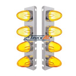 SS Front Air Cleaner Bracket With 8X 9 Amber LED Dual Function Watermelon GloLight For Peterbilt-Amber Lens - United Pacific 34454