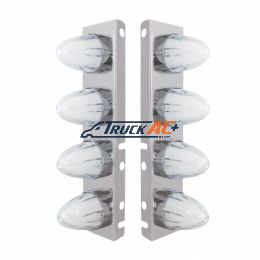 SS Front Air Cleaner Bracket With 8X 9 Amber LED Dual Function Watermelon GloLight For Peterbilt-Clear Lens - United Pacific 34455