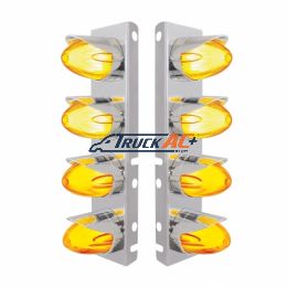 SS Front Air Cleaner Brkt With 8X 9 Amber Hi/Lo LED Watermelon GloLight & Visors For Peterbilt-Amber Lens - United Pacific 34456