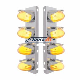 SS Front Air Cleaner Brkt With 8X 9 Amber Hi/Lo LED Watermelon GloLight & Visors For Peterbilt-Clear Lens - United Pacific 34457