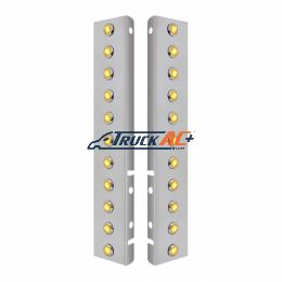 SS Front Air Cleaner Bracket With 22X 3 Amber Hi/Lo LED 3/4" Mini Crystal Lights & SS Bezels For Peterbilt-Amber Lens - United Pacific 34462