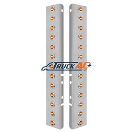 SS Front Air Cleaner Brkt With 26X 3 Amber LED Dual Function 3/4" Mini Lights & SS Bezels For Peterbilt-Clear Lens - United Pacific 34475