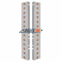 SS Front Air Cleaner Bracket With 26X 3 LED 3/4" Mini Lights & SS Bezels For Peterbilt-Amber LED & Lens - United Pacific 34476