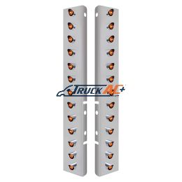 SS Front Air Cleaner Bracket With 26X 3 LED 3/4" Mini Lights & Visors For Peterbilt-Amber LED & Lens - United Pacific 34478