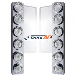 FL SS Front Air Cleaner Bracket W/12X 9 LED 2" Beehive Lights & Visors -Amber LED/Clear Lens - United Pacific 34581
