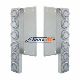 FL SS Front Air Cleaner Bracket W/12X 9 LED 2" Lights & Bezels -Amber LED/Clear Lens - United Pacific 34676