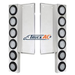 FL SS Front Air Cleaner Bracket W/12X 9 LED 2" Lights -Amber LED/Clear Lens - United Pacific 34776