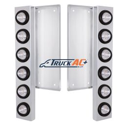FL SS Front Air Cleaner Bracket W/12X 9 LED 2" Beehive Lights -Amber LED/Clear Lens - United Pacific 34781