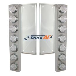 FL SS Front Air Cleaner Bracket With 12X 11 LED Watermelon Lights & Bezels -Amber LED/Clear Lens - United Pacific 37357