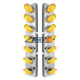 SS Front Air Cleaner Brkt With 14X 11 Amber LED Watermelon Light & Visor Bezel For KW Trucks-Amber Lens - United Pacific 37366