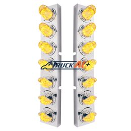 SS Front Air Cleaner Brkt With 14X 11 Amber LED Watermelon Light & Visor Bezel For KW Trucks-Clear Lens - United Pacific 37368