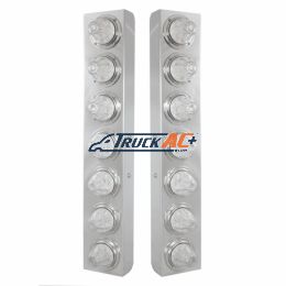 SS Front Air Cleaner Bracket With 14X 11 Amber LED Watermelon Lights & Bezel For KW Trucks -Clear Lens - United Pacific 37369