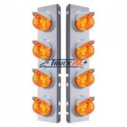 SS Front Air Cleaner Bracket With 8X 17 LED Watermelon Lights & Visors For Peterbilt-Amber LED & Lens - United Pacific 37378
