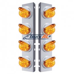 SS Front Air Cleaner Bracket With 8X 17 LED Reflector Watermelon Lights & Visors For Peterbilt-Amber LED & Lens - United Pacific 37382