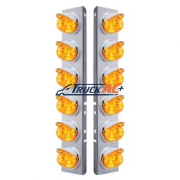 SS Front Air Cleaner Bracket W/12X 17 LED Watermelon Lights & Visors For Peterbilt-Amber LED & Lens - United Pacific 37390